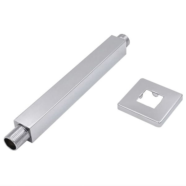 vidaXL Bra&ccedil;o de apoio chuveiro quadrado a&ccedil;o inox 201 20 cm prateado
