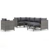 vidaXL 7 pcs conjunto lounge de jardim c/ almofad&otilde;es vime PE cinzento