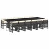 vidaXL 13 pcs conjunto de jantar p/jardim com almofad&otilde;es vime PE preto