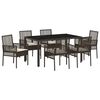 vidaXL Conjunto de Jantar para Jardim 7 unid. Castanho vime PE