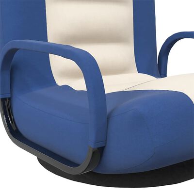 vidaXL Cadeira de piso giratória tecido azul/cor creme