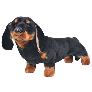vidaXL Brinquedo de montar c&atilde;o salsicha peluche preto XXL
