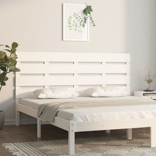 vidaXL Cabeceira de cama 135x3x80 cm pinho maci&ccedil;o branco