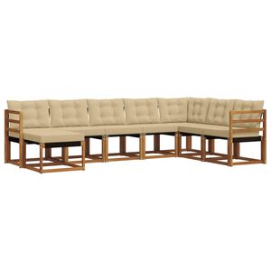 vidaXL Conjunto de Sof&aacute;s para Exterior 8 pcs Natural e Bege