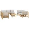 vidaXL 9 pcs conj. lounge de jardim bambu c/ almofadões cinzento-claro