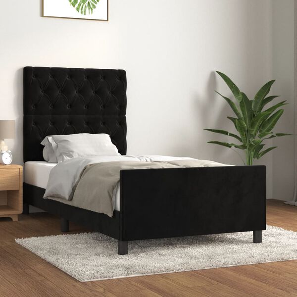 vidaXL Estrutura de cama c/ cabeceira 80x200 cm veludo preto
