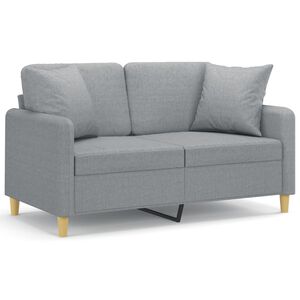 vidaXL Sof&aacute; 2 lugares + almofadas decorativas 120cm tecido cinza-claro