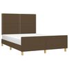 vidaXL Estrutura de cama sem colch&atilde;o 140x190 cm tecido castanho-escuro