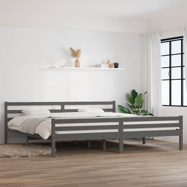 vidaXL Estrutura de cama 200x200 cm madeira maci&ccedil;a cinzento