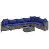 vidaXL 8 pcs conjunto sof&aacute;s de jardim c/ almofad&otilde;es vime PE cinzento