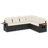 vidaXL 6 pcs conjunto sof&aacute;s de jardim c/ almofad&otilde;es vime PE preto