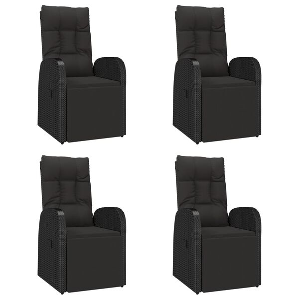 vidaXL 5 pcs conjunto de jantar p/ jardim vime PE/ac&aacute;cia maci&ccedil;a preto