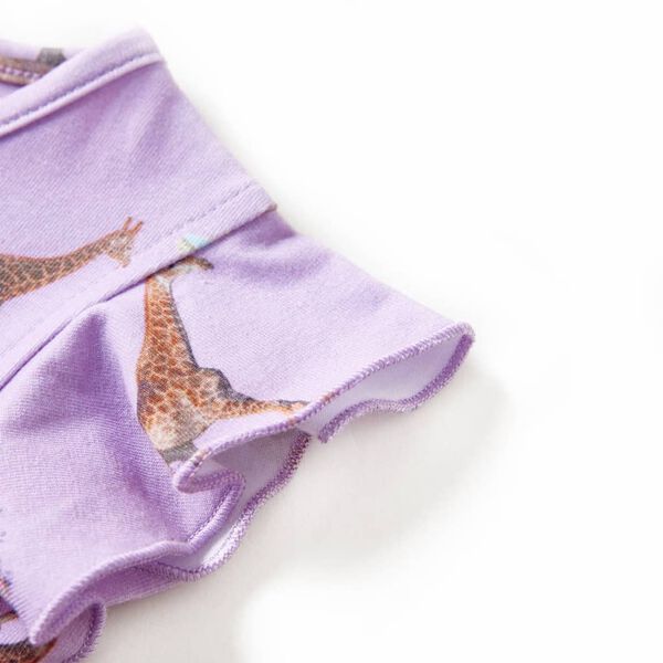 Vestido para criança mangas com folhos e cordão lilás 116