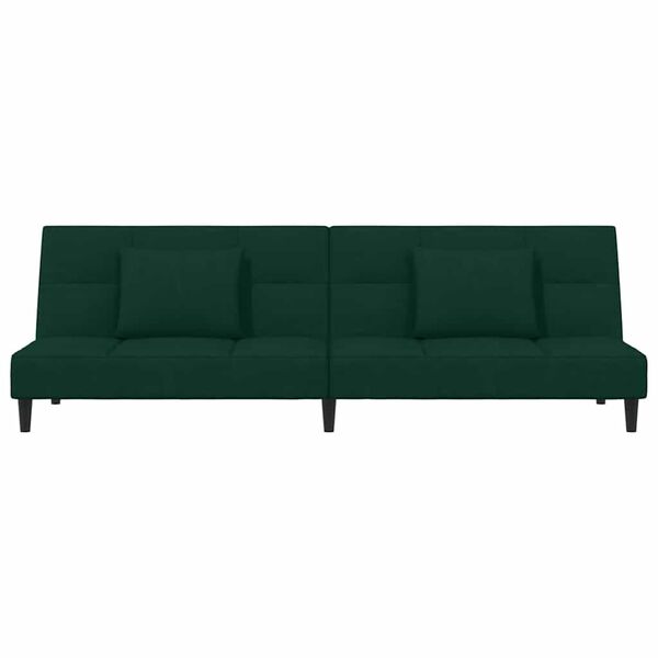 vidaXL Sof&aacute;-cama 2 lugares com duas almofadas veludo verde-escuro