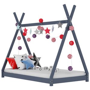 vidaXL Estrutura de cama para crian&ccedil;as 70x140 cm pinho maci&ccedil;o cinzento