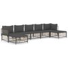 vidaXL 7 pcs conjunto lounge de jardim c/ almofad&otilde;es vime PE antracite