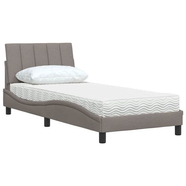 vidaXL Cama com colch&atilde;o Hanko 90x200 cm tecido cinzento-acastanhado