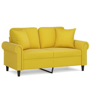 vidaXL Sof&aacute; 2 lugares c/ almofadas decorativas 120 cm veludo amarelo