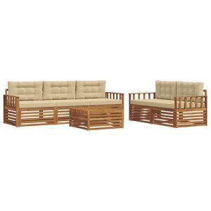vidaXL Conjunto de Sof&aacute;s para Exterior 6 pcs Natural e Bege