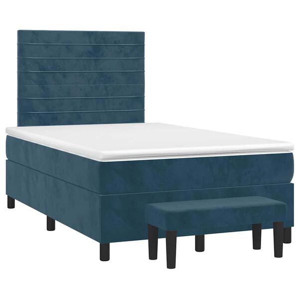 vidaXL Cama boxspring com colch&atilde;o 120x200 cm veludo azul-escuro