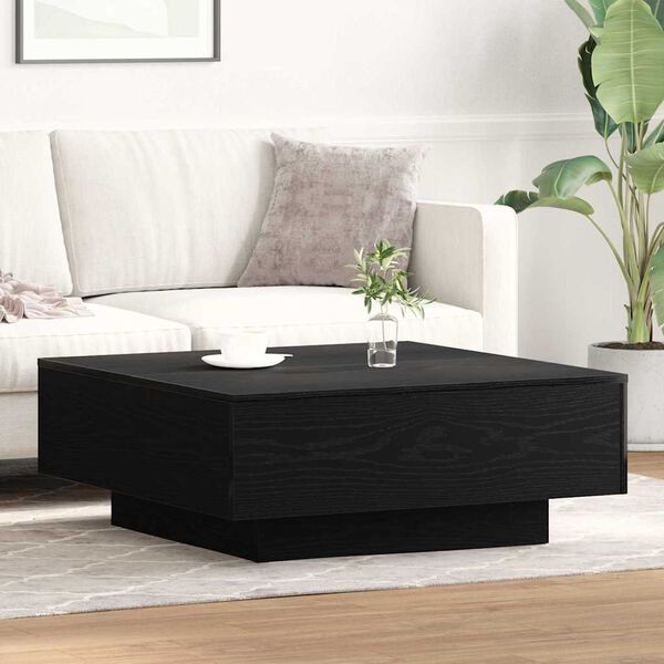 vidaXL Mesa de centro Carvalho Preto 80 x 80 x 31 cm