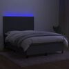 vidaXL Cama box spring c/ colch&atilde;o e LED 140x200 cm tecido cinza-escuro
