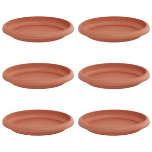 vidaXL Bandeja Redonda de Flores 6 pcs Vermelho Tijolo &Oslash; 14 x 2 cm