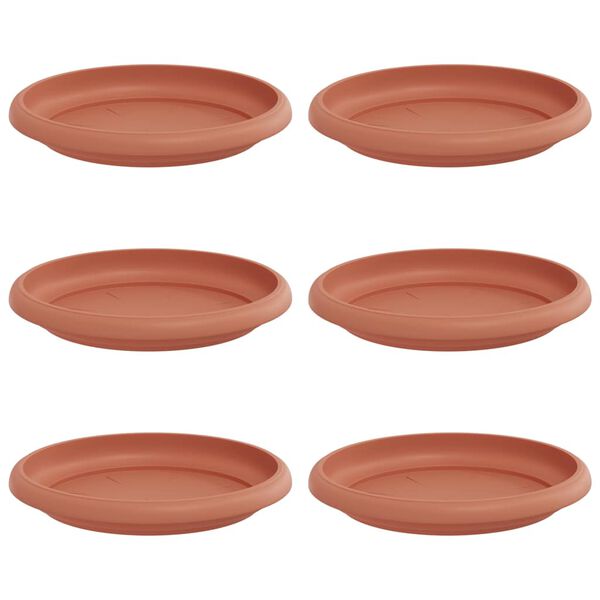 vidaXL Bandeja Redonda de Flores 6 pcs Vermelho Tijolo &Oslash; 14 x 2 cm