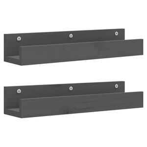 vidaXL Prateleiras de parede 2 pcs 50x12x9 cm pinho maci&ccedil;o cinzento