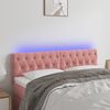 vidaXL Cabeceira de cama c/ luzes LED veludo 160x7x78/88 cm rosa