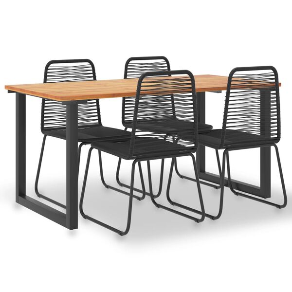 vidaXL 5 pcs conjunto jantar exterior madeira ac&aacute;cia maci&ccedil;a e vime PE