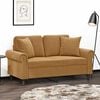 vidaXL Sofá 2 lugares c/ almofadas decorativas 120 cm veludo castanho
