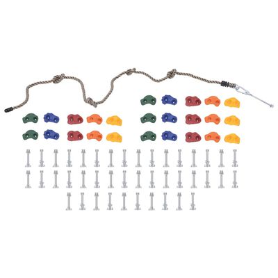 vidaXL Pedras de escalada com corda 50 pcs multicolorido