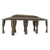 vidaXL Gazebo c/ cortinas 600x298x270 cm 180 g/m&sup2; cinzento-acastanhado
