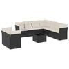 vidaXL 10 pcs conjunto sof&aacute;s de jardim c/ almofad&otilde;es vime PE preto