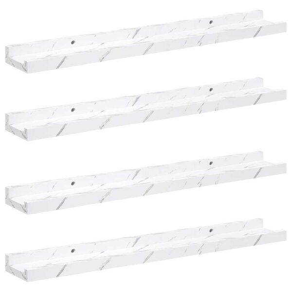 vidaXL Prateleira de Parede 4 pcs M&aacute;rmore Branco 60 x 9 x 3 cm