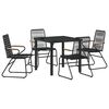 vidaXL Conjunto de Jantar para Jardim 5 unid. Preto A&ccedil;o revestido a p&oacute;