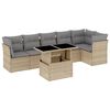 vidaXL 7 pcs conjunto de sof&aacute;s p/ jardim com almofad&otilde;es vime PE bege