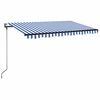 vidaXL Toldo autom&aacute;tico LED e sensor de vento 400x350 cm azul e branco