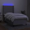 vidaXL Cama box spring c/ colch&atilde;o e LED 90x200 cm tecido cinza-claro