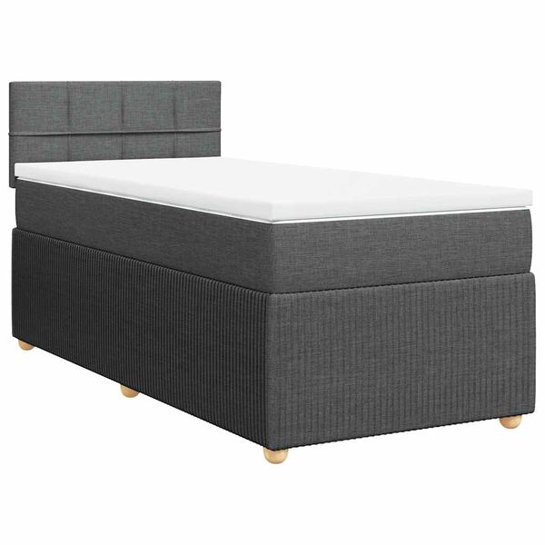 vidaXL Cama com molas/colch&atilde;o 100x200 cm tecido cinza-escuro