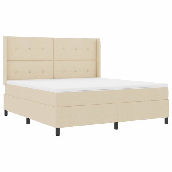 vidaXL Cama Box Spring LED com colch&atilde;o Creme 180 x 200 cm tecido