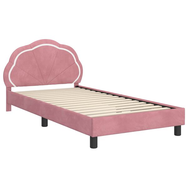 vidaXL Estrutura de Cama Infantil com Cabeceira Rosa 90 x 190 cm