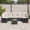 vidaXL Conjunto de Sof&aacute; de Jardim 8 pcs Preto e Creme vime PE