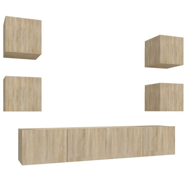 vidaXL Conjunto móveis de TV 6 pcs madeira processada carvalho sonoma