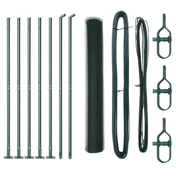 vidaXL Poste de Cerca Verde 10 x 1,2 m (malha de 13 mm) A&ccedil;o e PVC