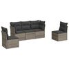 vidaXL 5 pcs conjunto sof&aacute;s de jardim c/ almofad&otilde;es vime PE cinzento