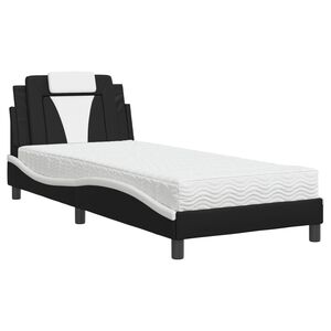 vidaXL Cama Viana com colch&atilde;o 80x200 cm couro artificial preto e branco