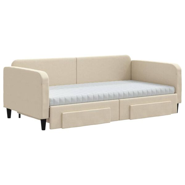 vidaXL Sof&aacute;-cama com gavet&atilde;o e gavetas 100x200 cm tecido cor creme