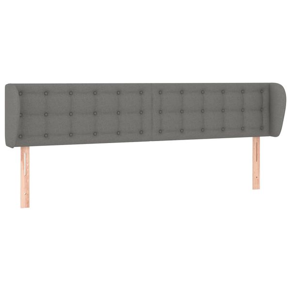 vidaXL Cabeceira de cama c/ abas tecido 203x23x78/88cm cinzento-escuro
